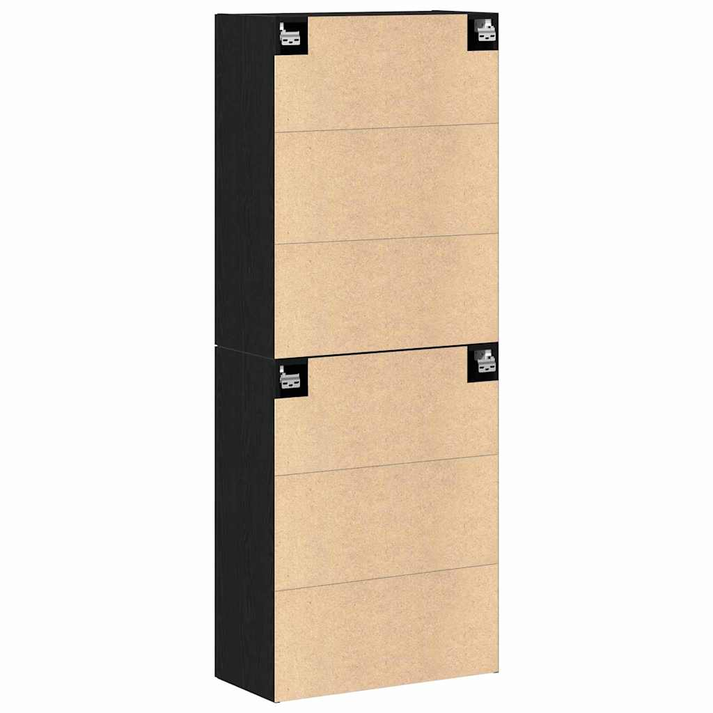 Wandschrank 2 pcs Schwarz Eichen-Optik 69.5 x 34 x 90 cm