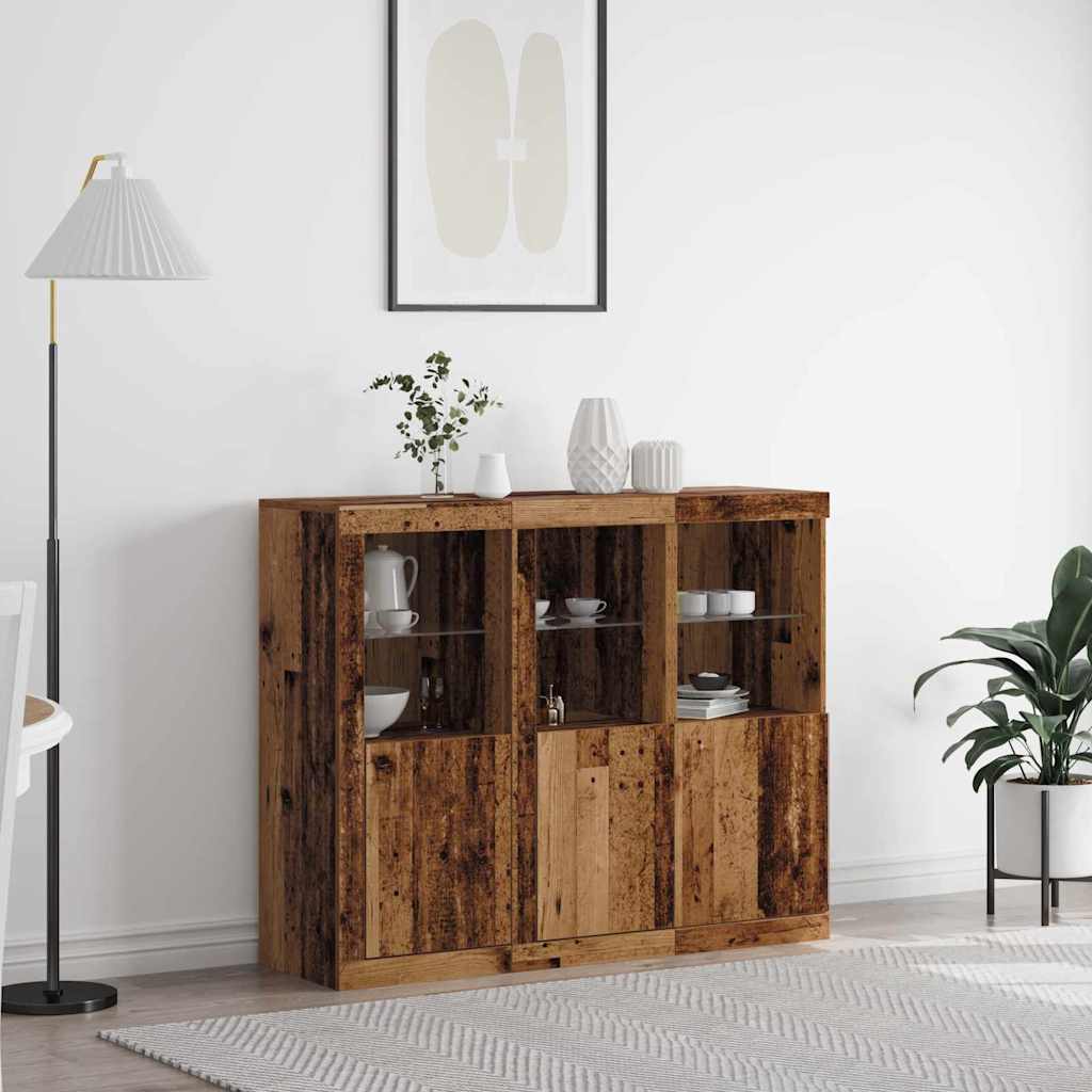 Sideboard 3 pcs Altholz 123 x 37 x 100 cm Holzwerkstoff