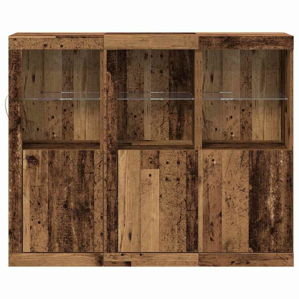 Sideboard 3 pcs Altholz 123 x 37 x 100 cm Holzwerkstoff