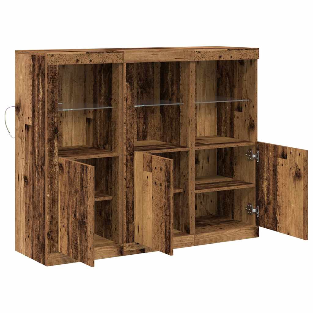 Sideboard 3 pcs Altholz 123 x 37 x 100 cm Holzwerkstoff