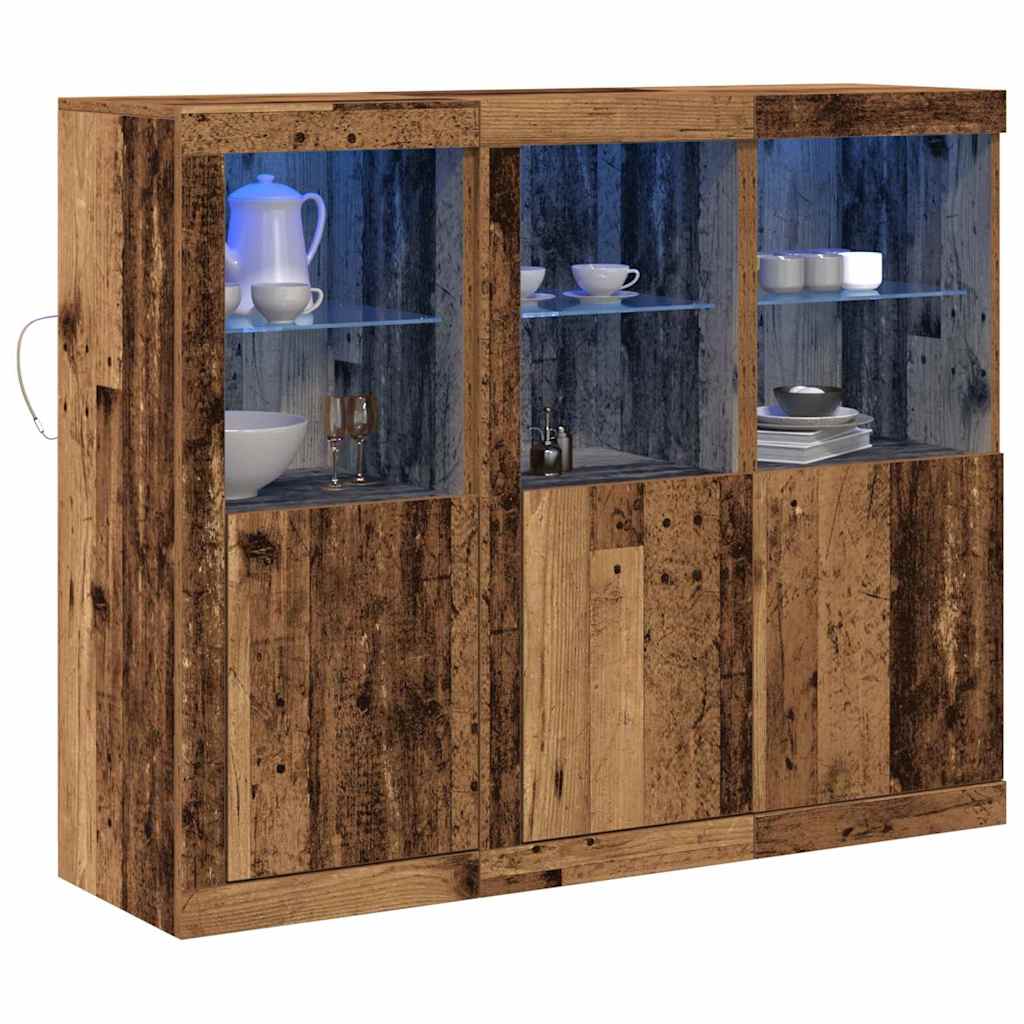 Sideboard 3 pcs Altholz 123 x 37 x 100 cm Holzwerkstoff