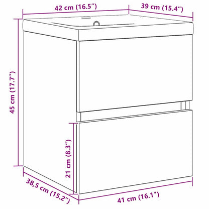 Waschbeckenunterschrank Schwarz Eichen-Optik 41 x 39 x 62 cm