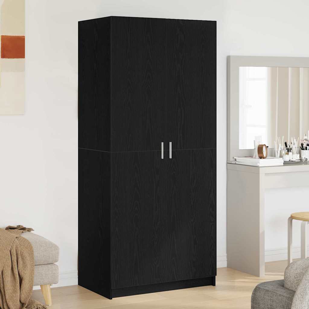 Kleiderschrank mit Tür Schwarz 80 x 51 x 180 cm Holzwerkstoff