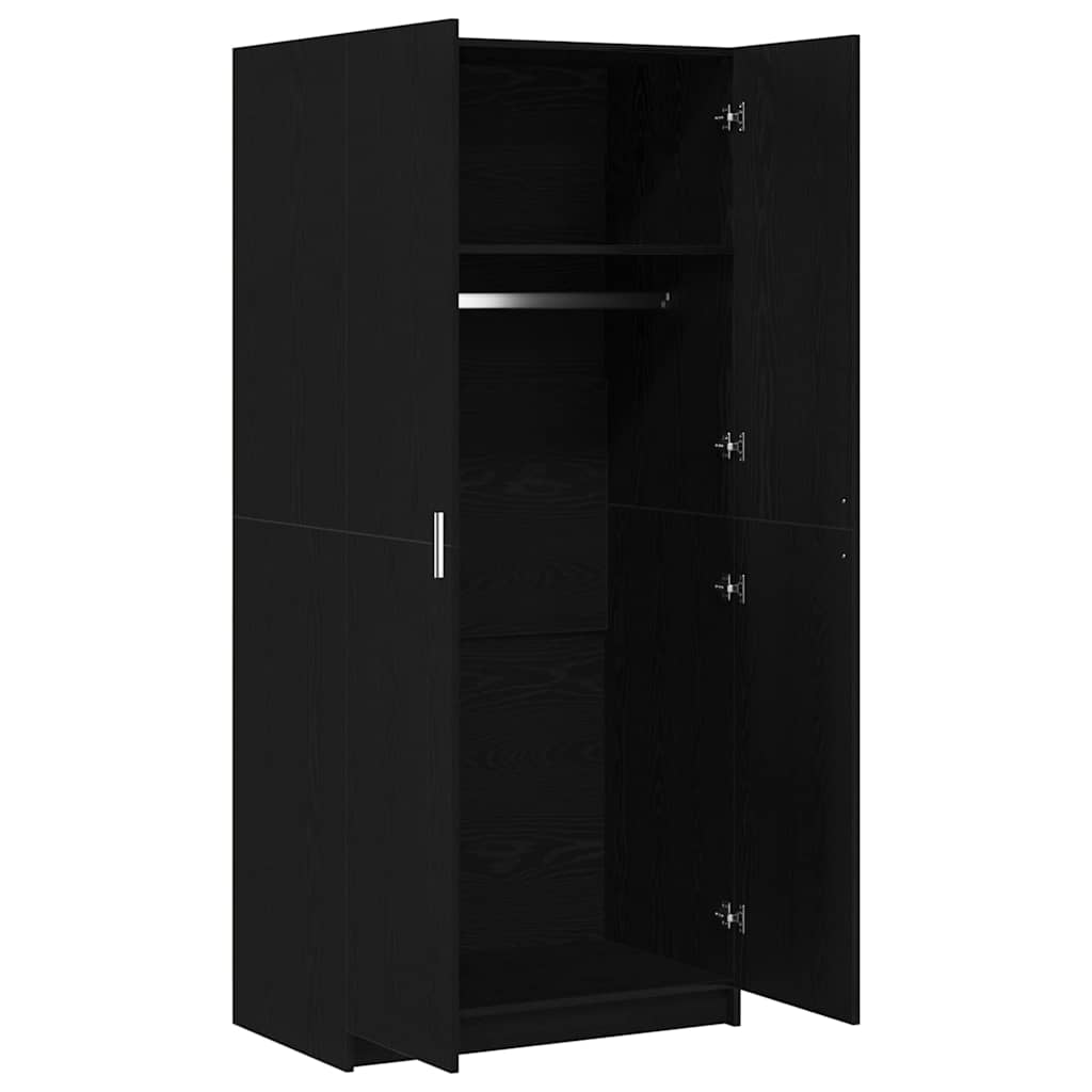 Kleiderschrank mit Tür Schwarz 80 x 51 x 180 cm Holzwerkstoff