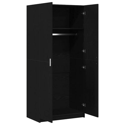 Kleiderschrank mit Tür Schwarz 80 x 51 x 180 cm Holzwerkstoff