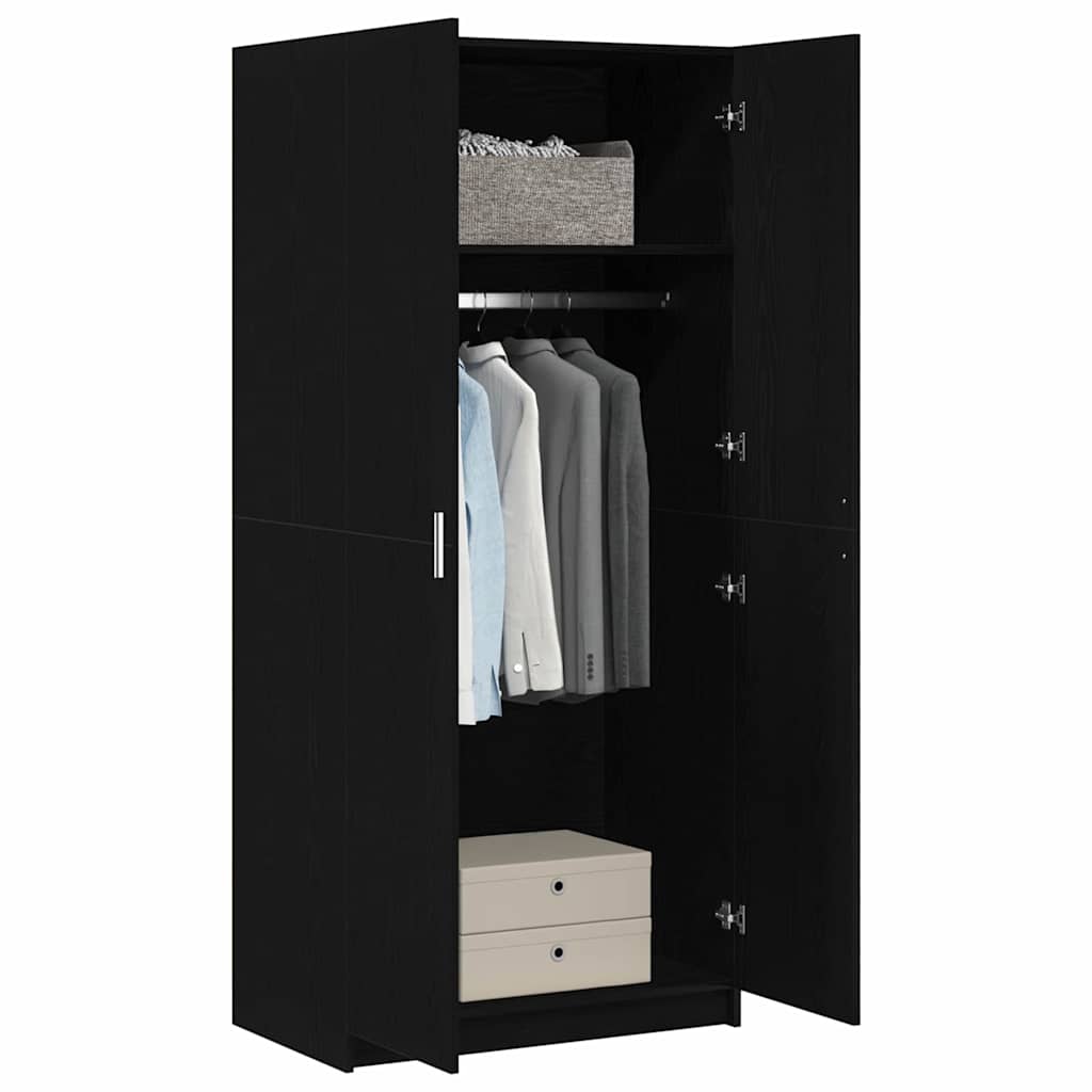 Kleiderschrank mit Tür Schwarz 80 x 51 x 180 cm Holzwerkstoff
