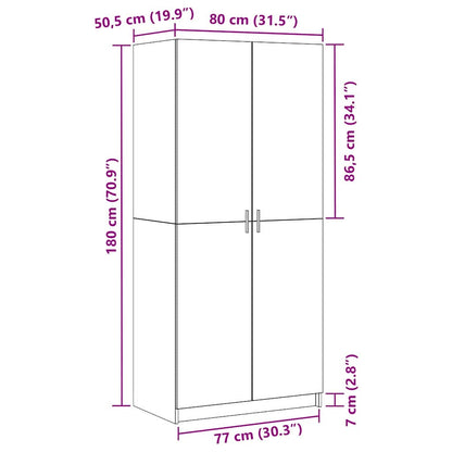 Kleiderschrank mit Tür Schwarz 80 x 51 x 180 cm Holzwerkstoff