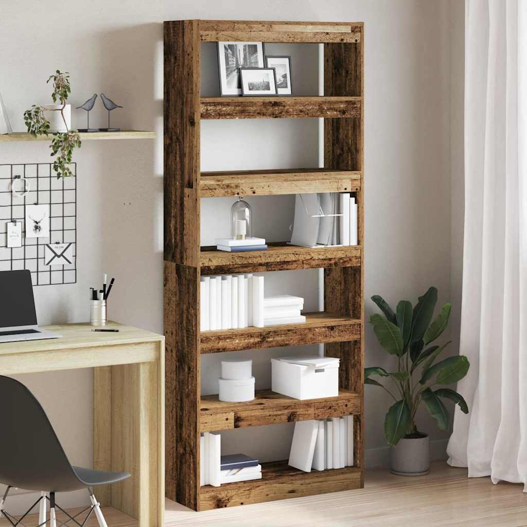 Bücherregal mit Regal Altholz 80 x 30 x 198 cm Holzwerkstoff