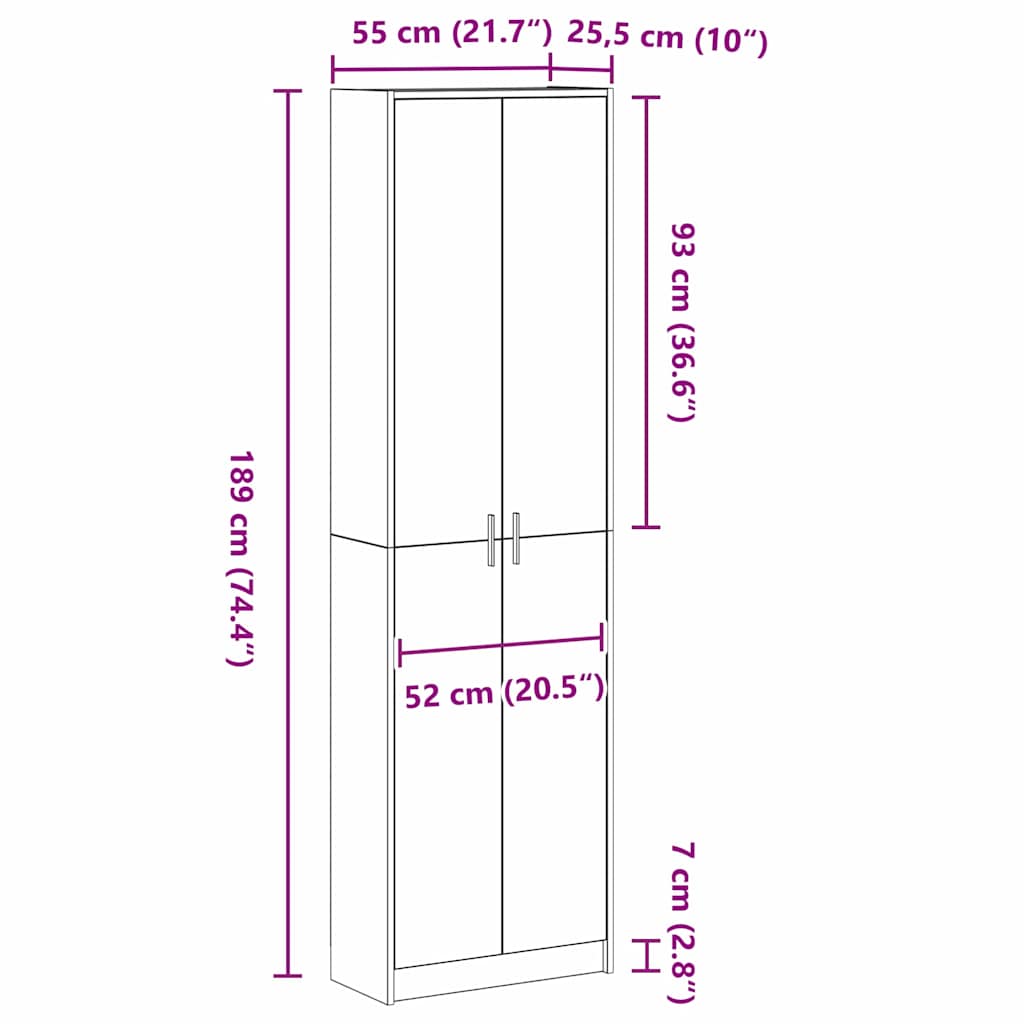 Kleiderschrank Räuchereiche 55 x 25 x 189 cm Holzwerkstoff
