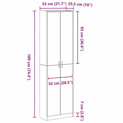 Kleiderschrank Grau Sonoma 55 x 25 x 189 cm Holzwerkstoff