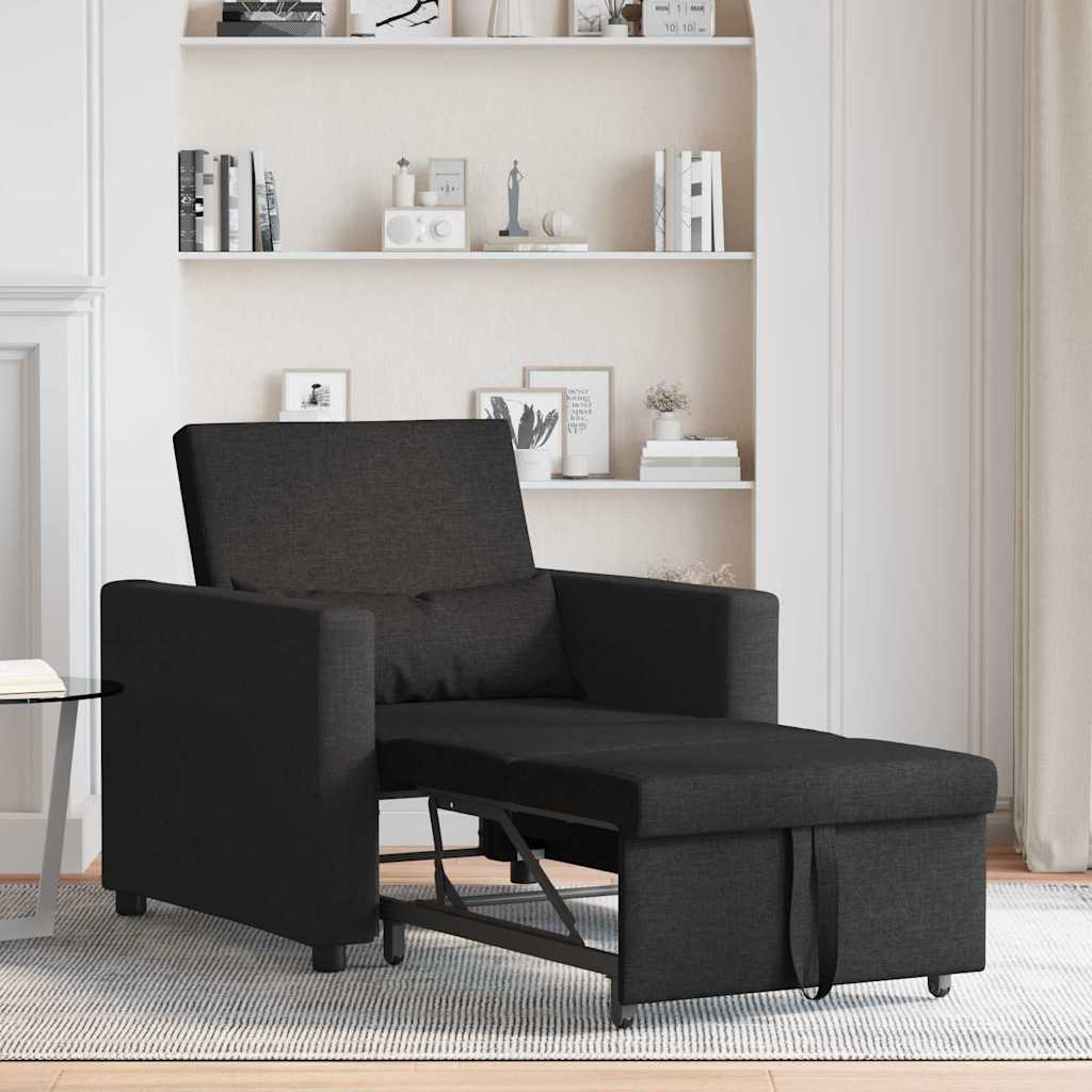 Einzel-Schlafsofa mit Rädern Schwarz 90 x 165 x 87 cm Stoff