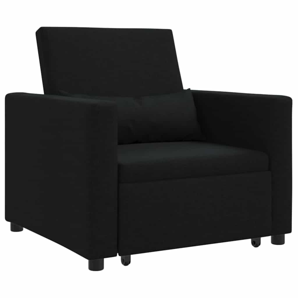Einzel-Schlafsofa mit Rädern Schwarz 90 x 165 x 87 cm Stoff