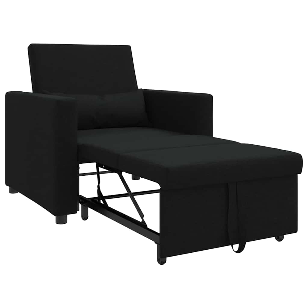 Einzel-Schlafsofa mit Rädern Schwarz 90 x 165 x 87 cm Stoff