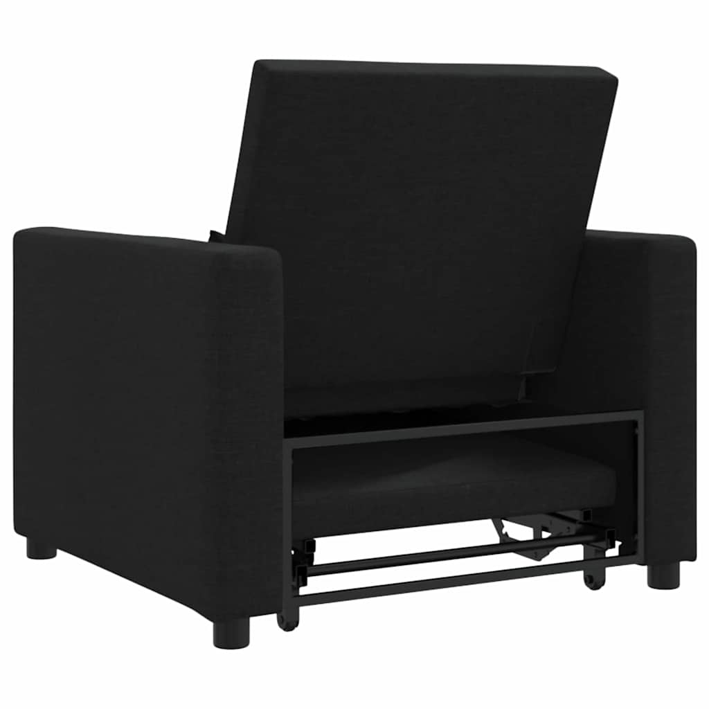 Einzel-Schlafsofa mit Rädern Schwarz 90 x 165 x 87 cm Stoff