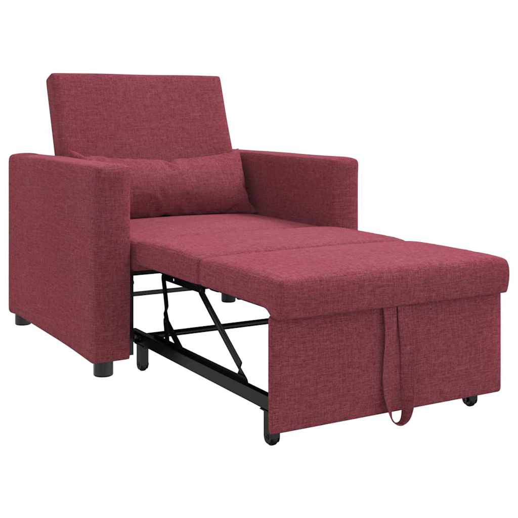 Einzel-Schlafsofa mit Rädern Weinrot 90 x 165 x 87 cm Stoff