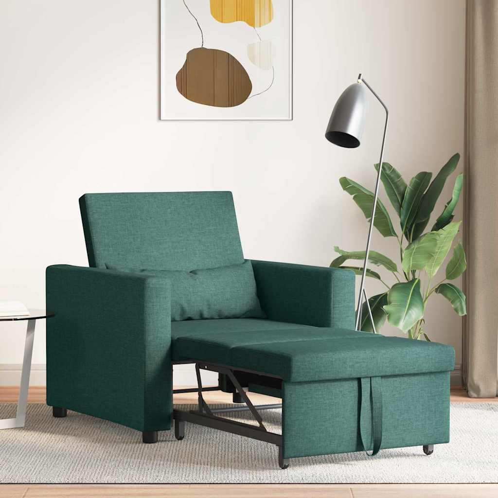 Einzel-Schlafsofa mit Rädern Dunkelgrün 90 x 165 x 87 cm Stoff