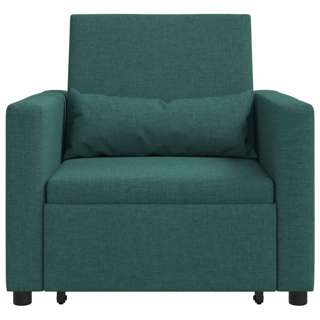 Einzel-Schlafsofa mit Rädern Dunkelgrün 90 x 165 x 87 cm Stoff