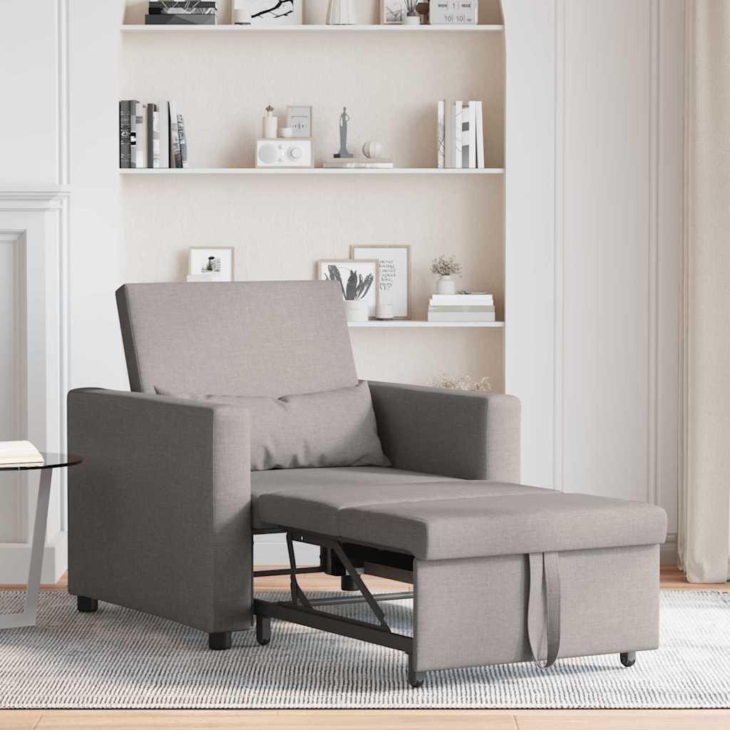 Einzel-Schlafsofa mit Rädern Taupe 90 x 165 x 87 cm Stoff
