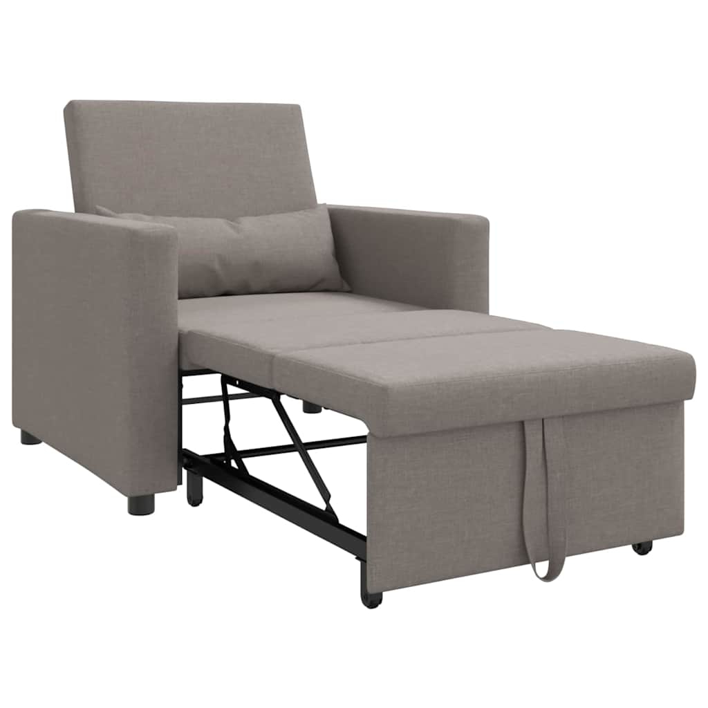 Einzel-Schlafsofa mit Rädern Taupe 90 x 165 x 87 cm Stoff