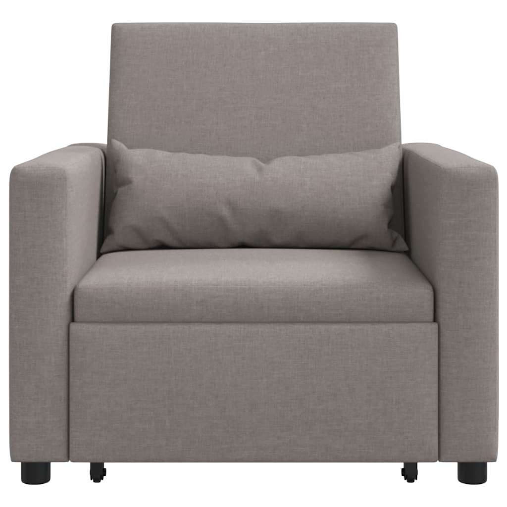 Einzel-Schlafsofa mit Rädern Taupe 90 x 165 x 87 cm Stoff