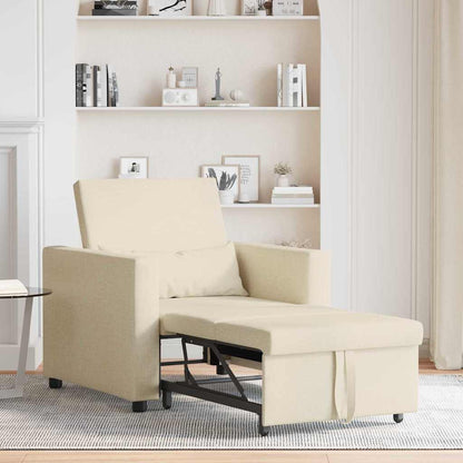 Einzel-Schlafsofa mit Rädern Creme 90 x 165 x 87 cm Stoff