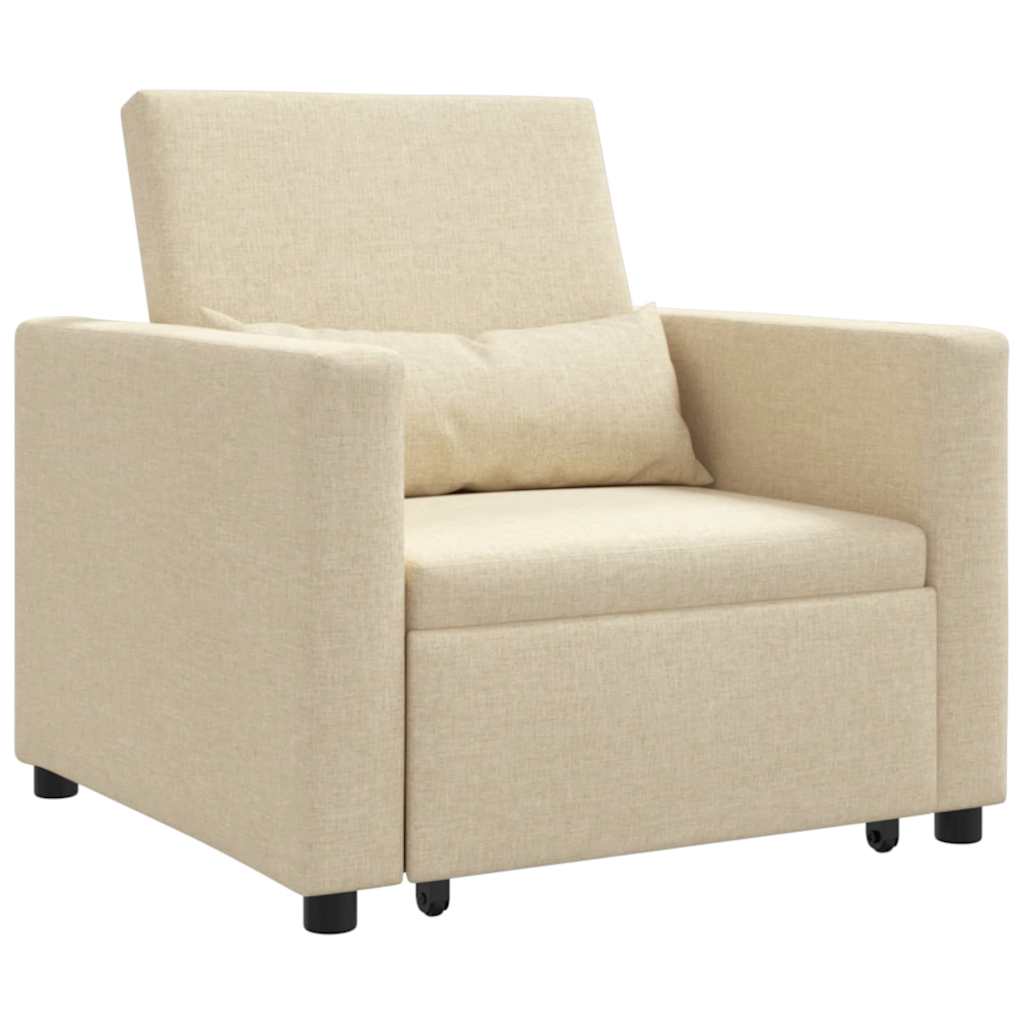 Einzel-Schlafsofa mit Rädern Creme 90 x 165 x 87 cm Stoff