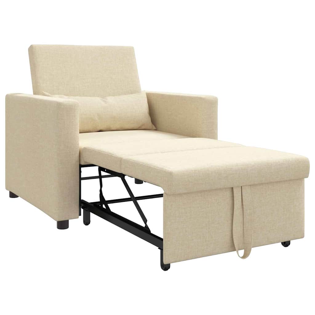 Einzel-Schlafsofa mit Rädern Creme 90 x 165 x 87 cm Stoff