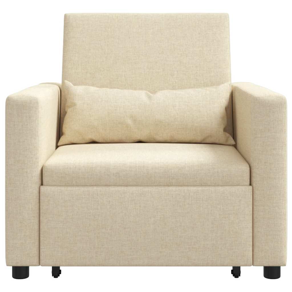 Einzel-Schlafsofa mit Rädern Creme 90 x 165 x 87 cm Stoff