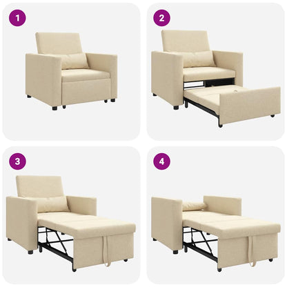 Einzel-Schlafsofa mit Rädern Creme 90 x 165 x 87 cm Stoff