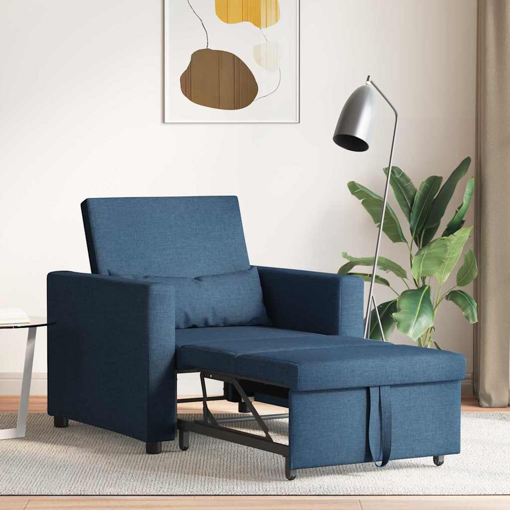 Einzel-Schlafsofa mit Rädern Blau 90 x 165 x 87 cm Stoff