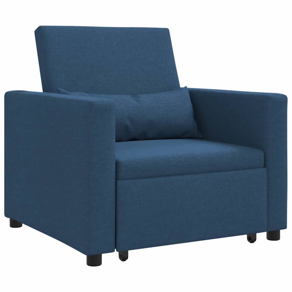 Einzel-Schlafsofa mit Rädern Blau 90 x 165 x 87 cm Stoff