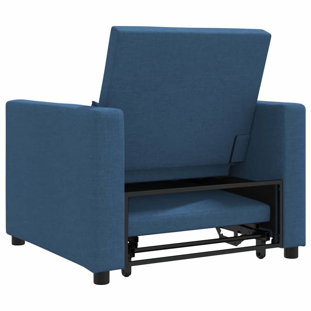 Einzel-Schlafsofa mit Rädern Blau 90 x 165 x 87 cm Stoff