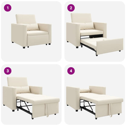 Einzel-Schlafsofa mit Rädern Cremeweiß 90 x 165 x 87 cm Stoff