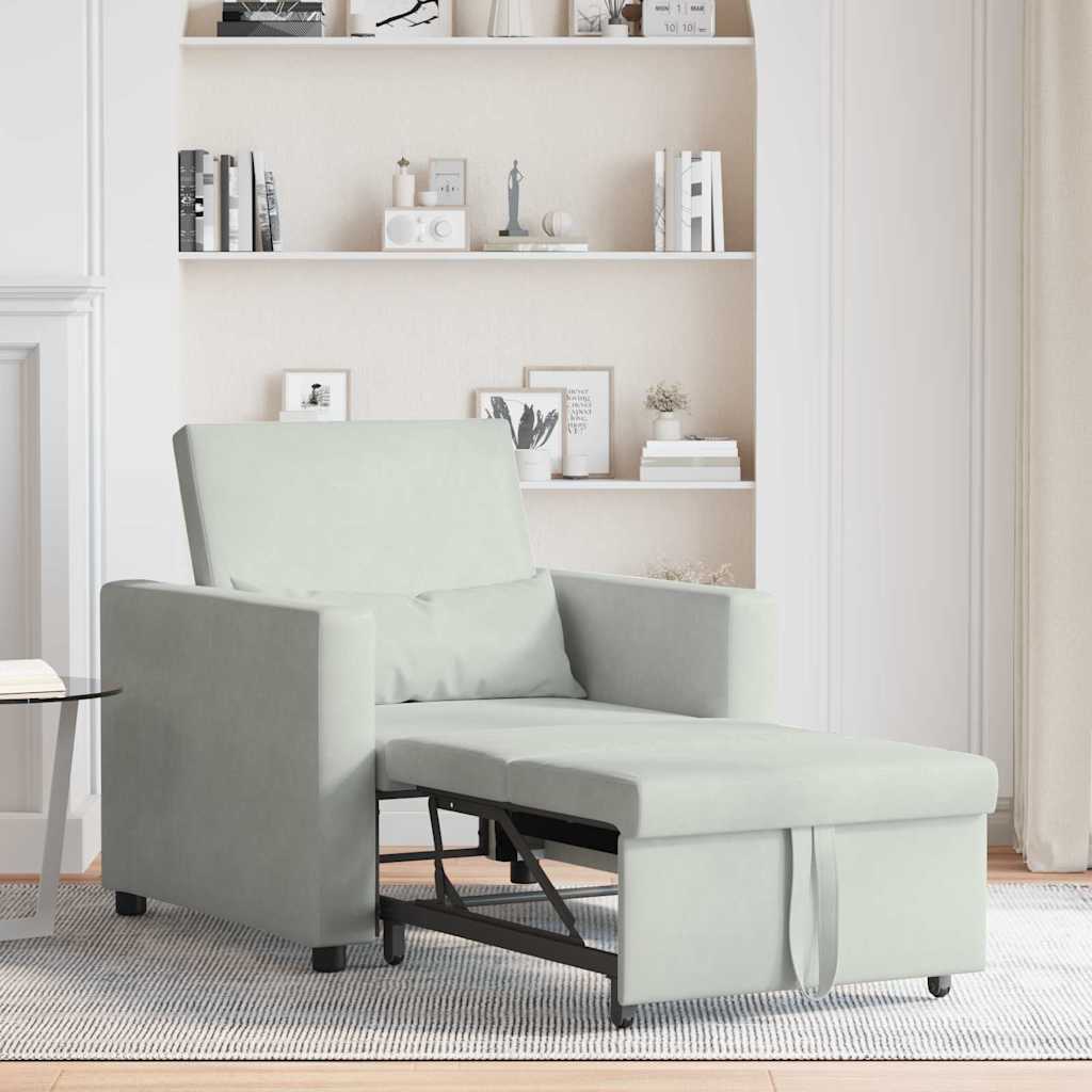 Einzel-Schlafsofa mit Rädern Hellgrau 90 x 165 x 87 cm Samt