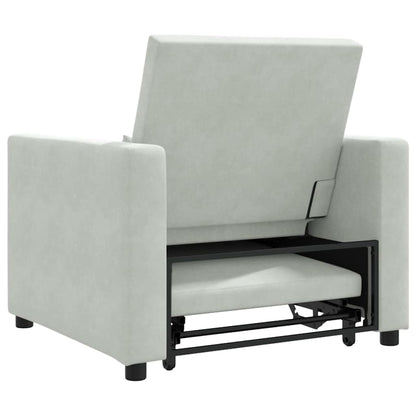 Einzel-Schlafsofa mit Rädern Hellgrau 90 x 165 x 87 cm Samt