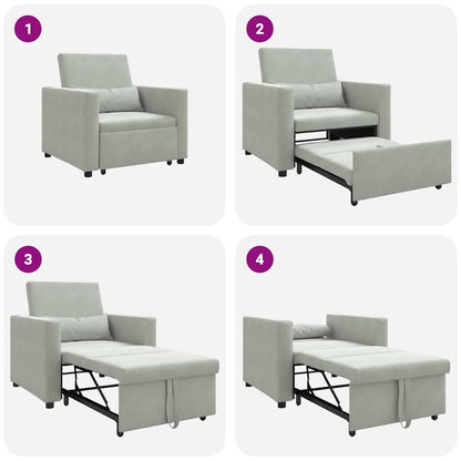 Einzel-Schlafsofa mit Rädern Hellgrau 90 x 165 x 87 cm Samt