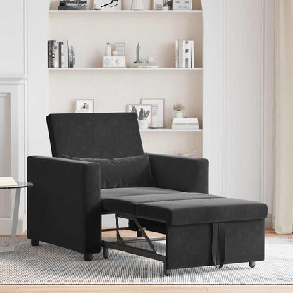 Einzel-Schlafsofa mit Rädern Schwarz 90 x 165 x 87 cm Samt