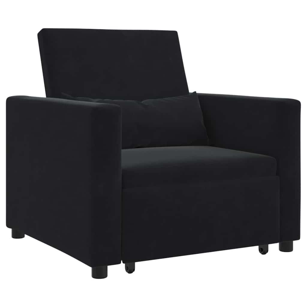 Einzel-Schlafsofa mit Rädern Schwarz 90 x 165 x 87 cm Samt