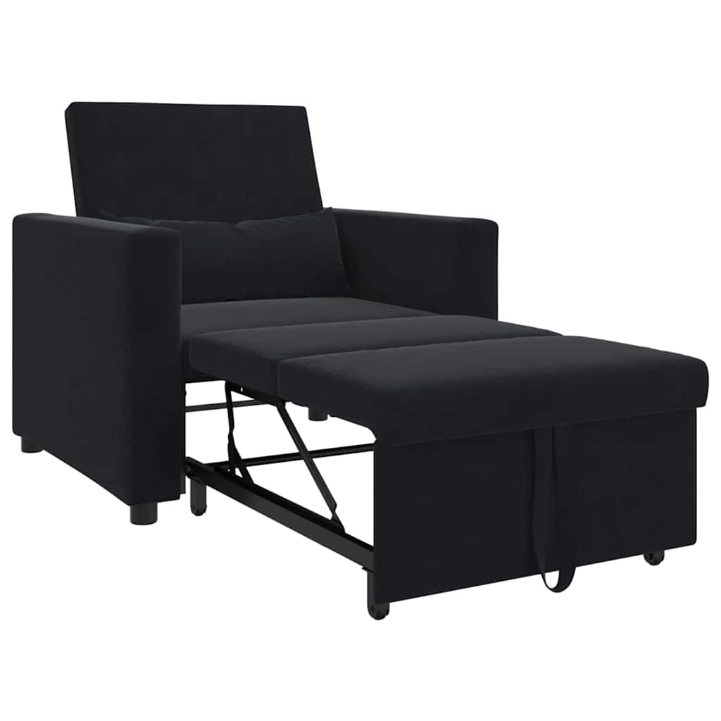 Einzel-Schlafsofa mit Rädern Schwarz 90 x 165 x 87 cm Samt