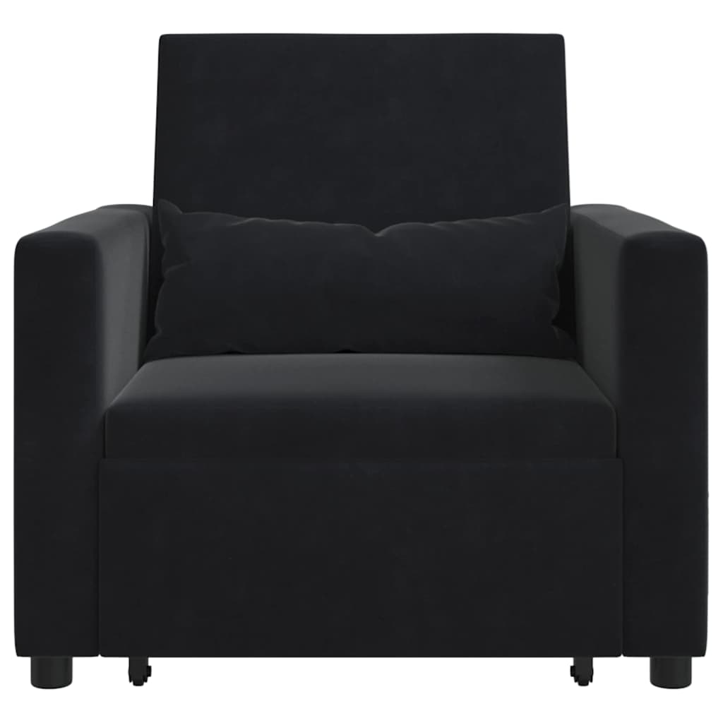 Einzel-Schlafsofa mit Rädern Schwarz 90 x 165 x 87 cm Samt