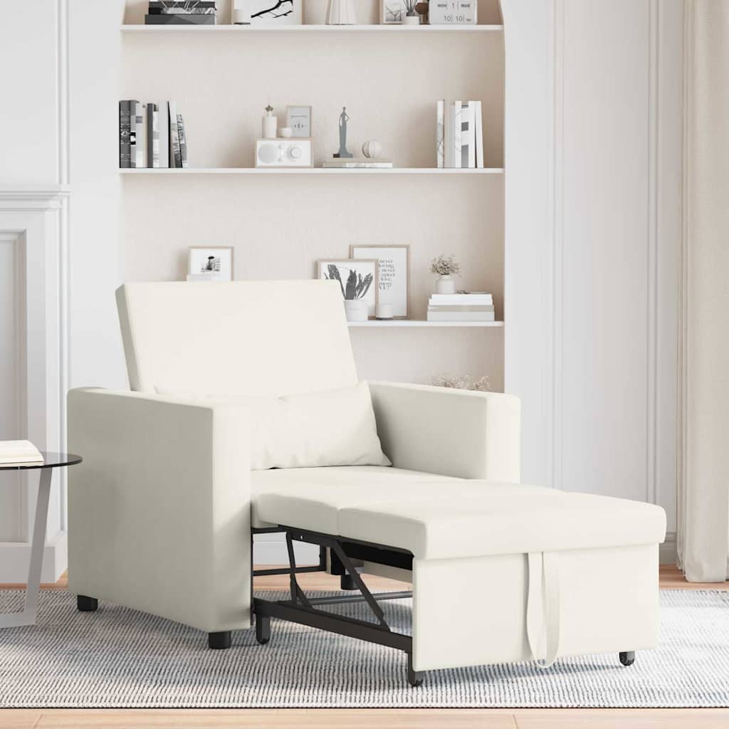 Einzel-Schlafsofa mit Rädern Creme 90 x 165 x 87 cm Samt