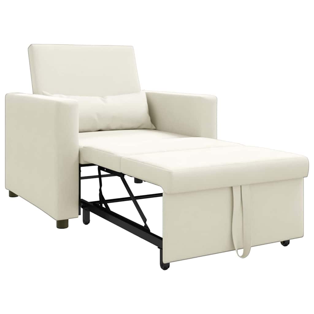 Einzel-Schlafsofa mit Rädern Creme 90 x 165 x 87 cm Samt