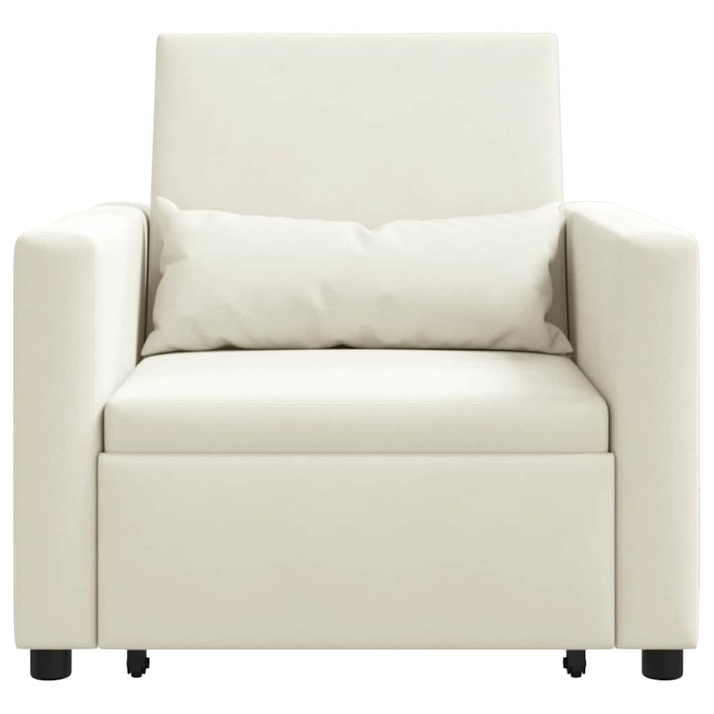 Einzel-Schlafsofa mit Rädern Creme 90 x 165 x 87 cm Samt