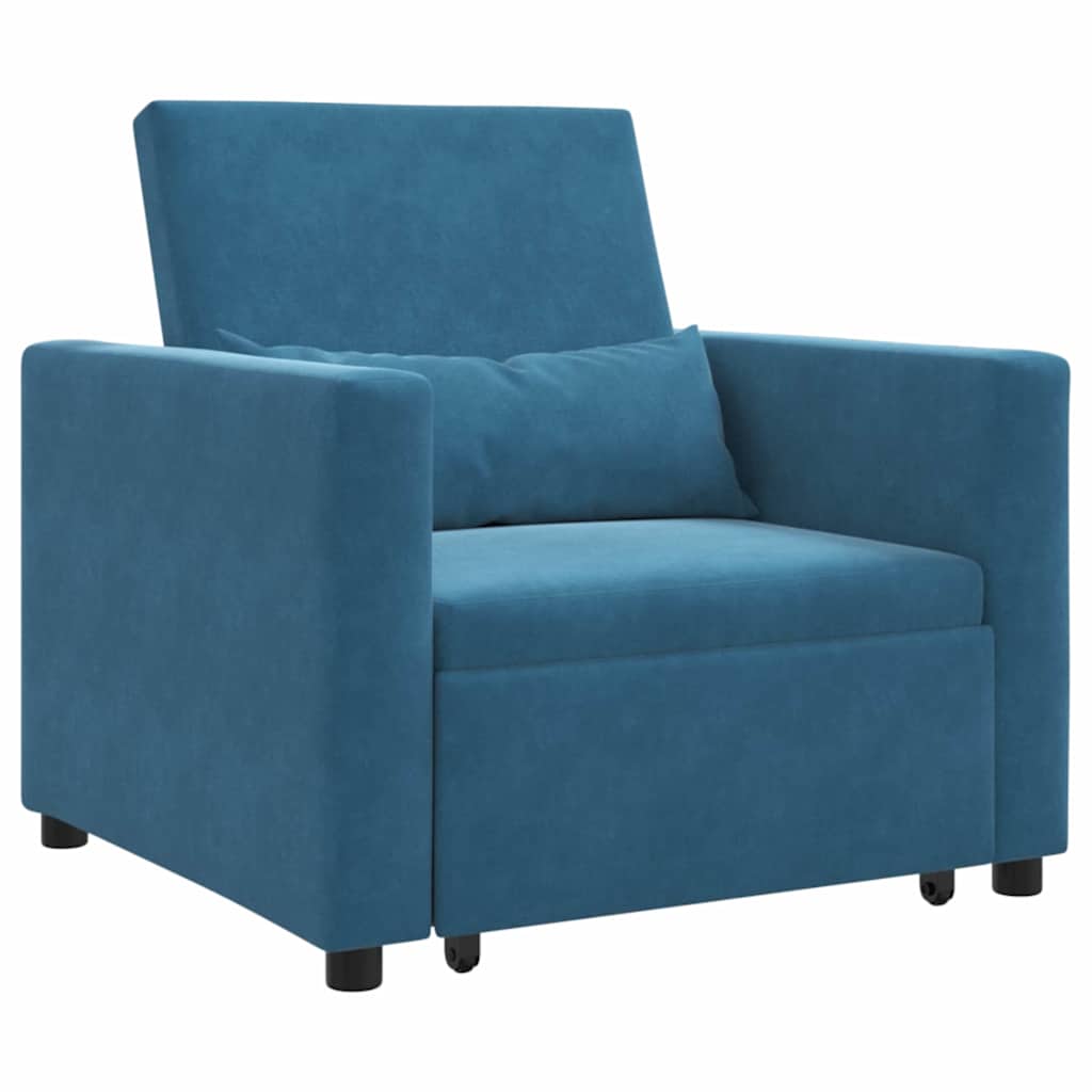 Einzel-Schlafsofa mit Rädern Blau 90 x 165 x 87 cm Samt