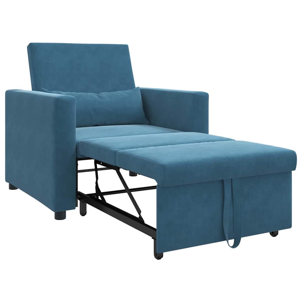 Einzel-Schlafsofa mit Rädern Blau 90 x 165 x 87 cm Samt