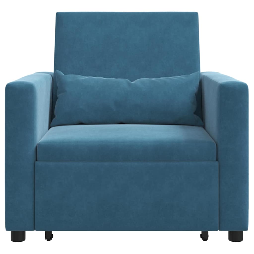Einzel-Schlafsofa mit Rädern Blau 90 x 165 x 87 cm Samt