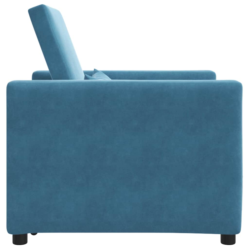 Einzel-Schlafsofa mit Rädern Blau 90 x 165 x 87 cm Samt