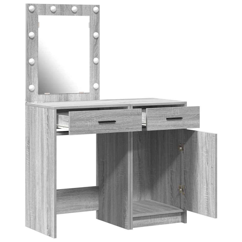 Schminktisch mit Tür 2 pcs Grau 50 x 41 x 135 cm Holzwerkstoff