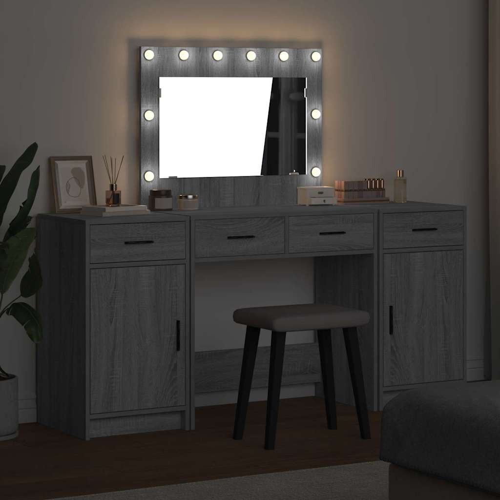 Schminktisch mit Tür 3 pcs Grau 40 x 41 x 75 cm Holzwerkstoff