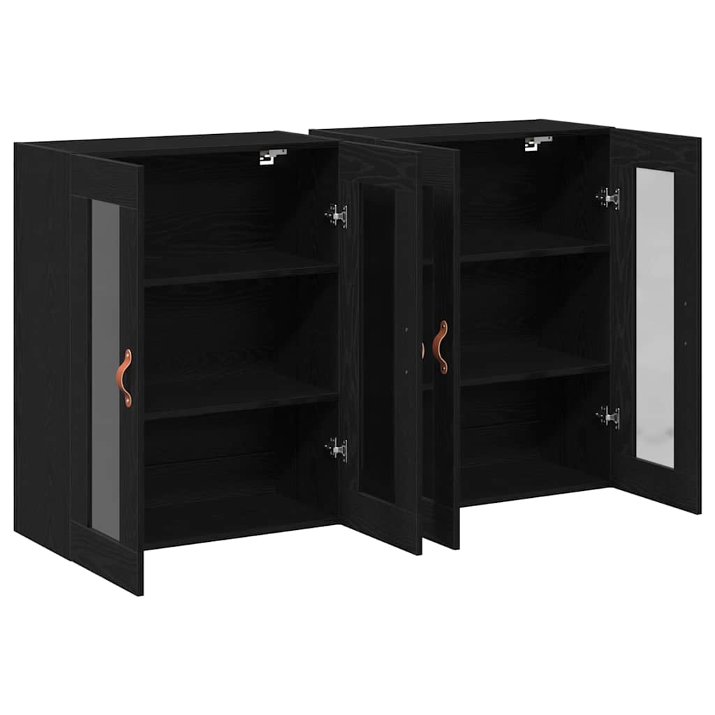 Wandschrank 2 pcs Schwarz Eichen-Optik 69.5 x 34 x 90 cm